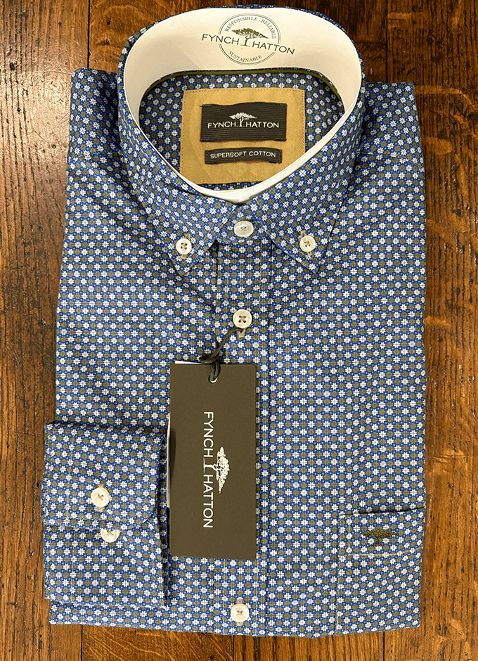 Geo Print Shirt | Blue/Olive