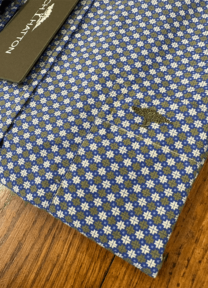 Geo Print Shirt | Blue/Olive