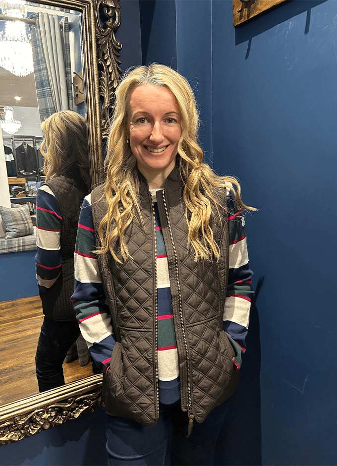 Minx Brown Showerproof Diamond Quilted Gilet