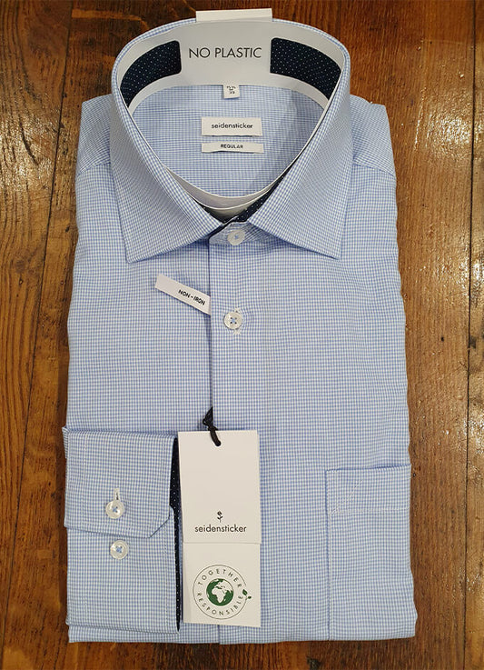 Blue Gingham Check Shirt | Regular Fit | Single Cuff