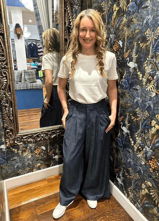 Giselle Wide Leg Ankle Trouser | Dark Indigo