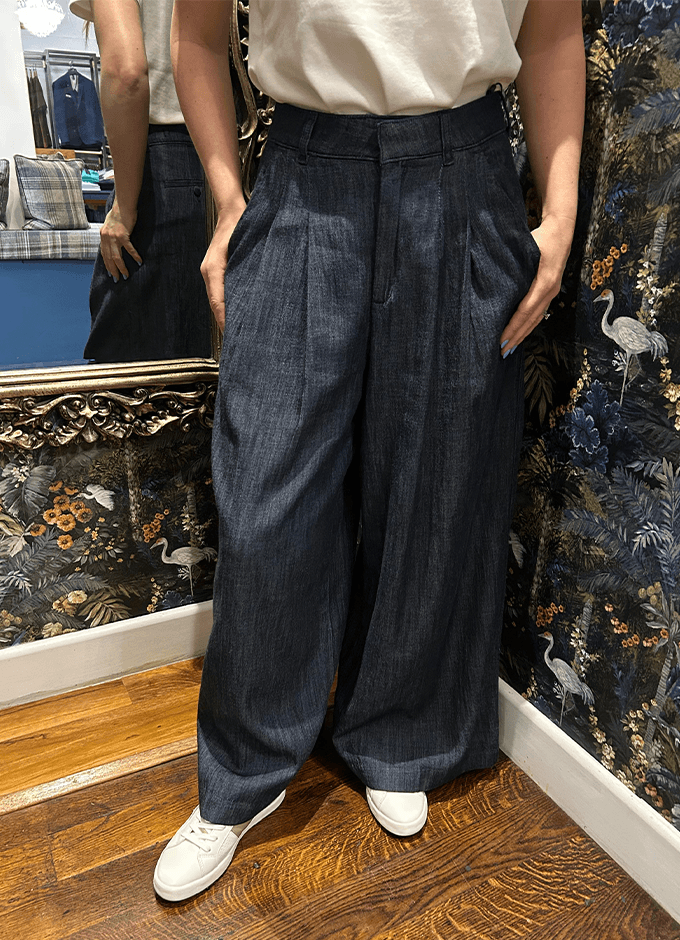 Giselle Wide Leg Ankle Trouser | Dark Indigo