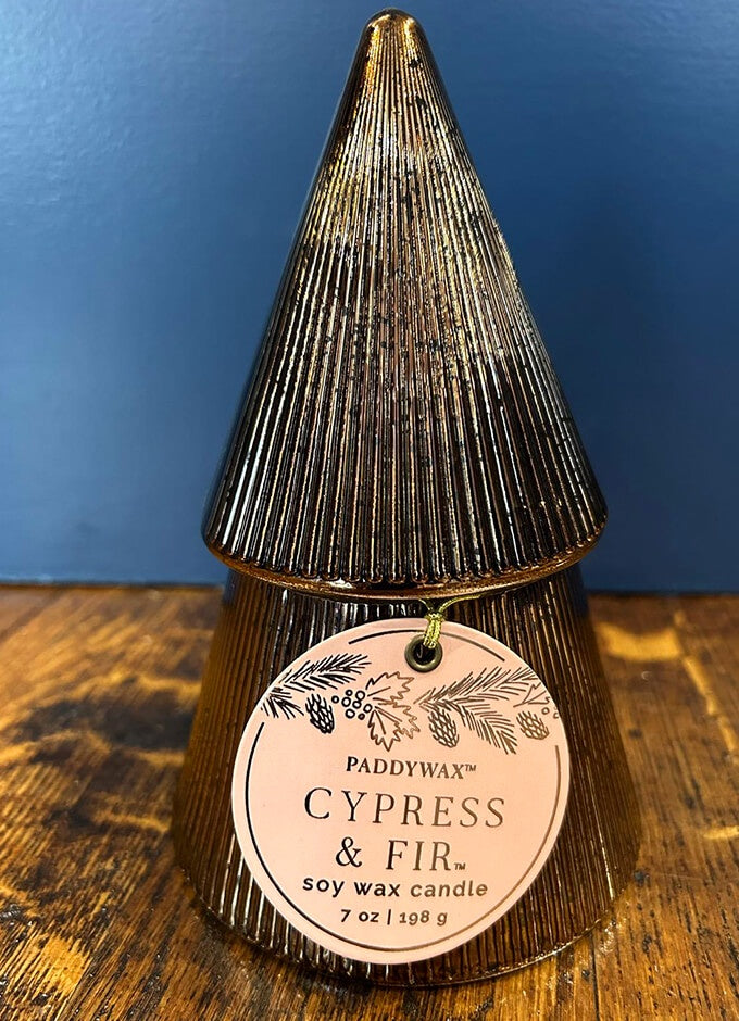 Cypress & Fir Copper Stacked Tree Candle