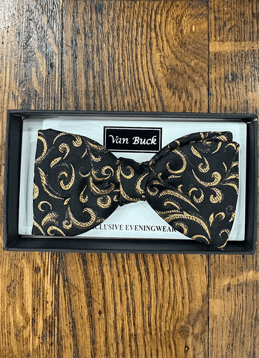 Bow Tie | Black and Gold Ornate Lurex