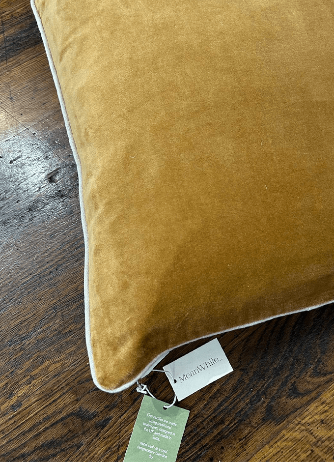 Indian Cotton Velvet Cushion 50x50cm| Gold