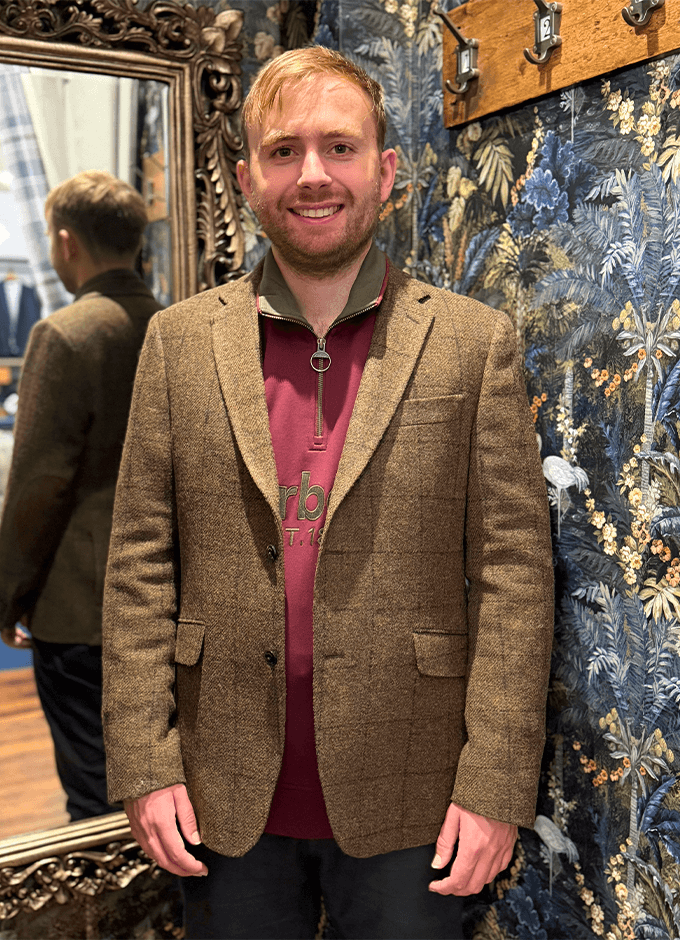Gosforth Moons Checked Blazer | Brown