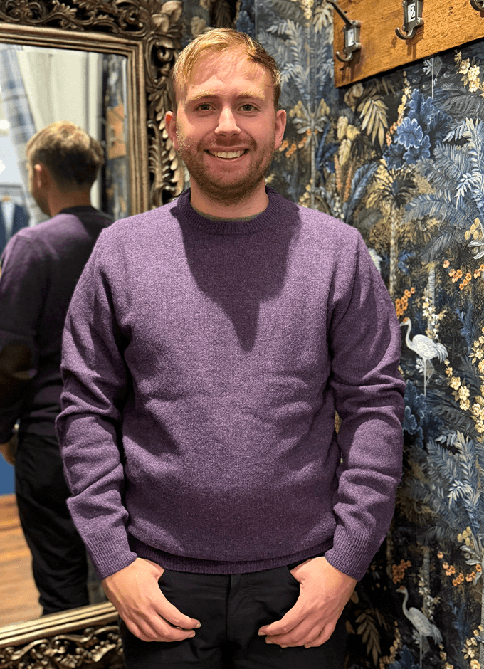 Patch Crew Neck Jumper | Grape