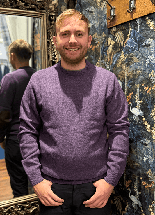 Patch Crew Neck Jumper | Grape