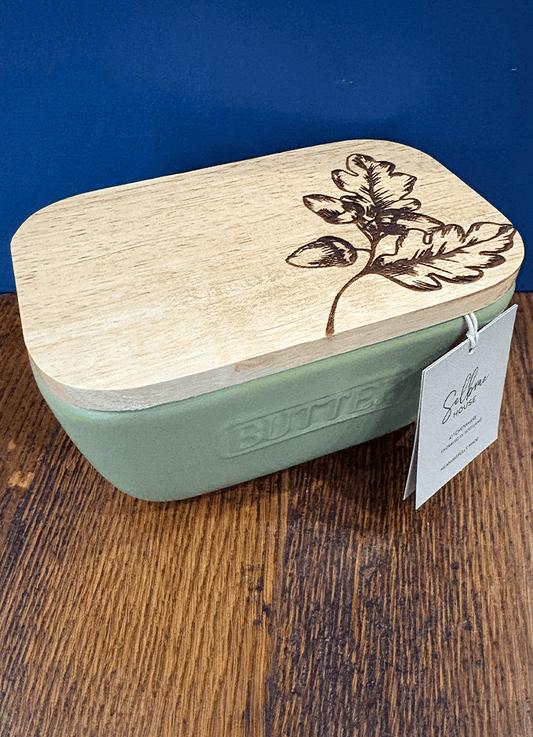 Selbrae | Green Butter Dish | Acorns