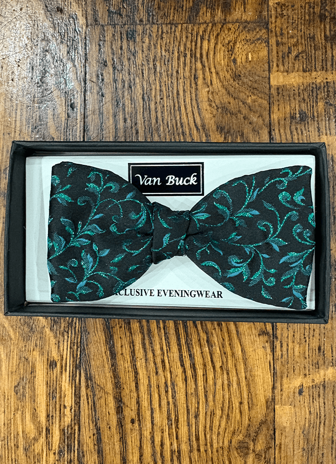 Bow Tie | Black & Green Vine Lurex