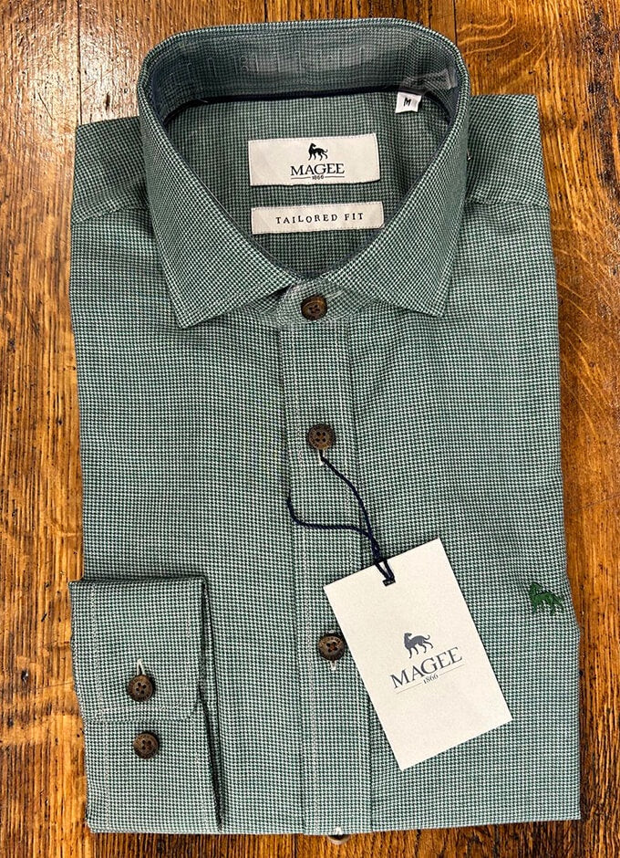 Dunross Tailored Shirt | Microcheck | Green