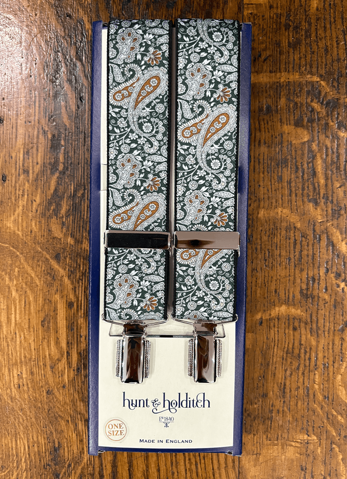 Clip Braces | Green Paisley