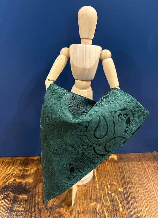 Silk Paisley Pocket Square | Bottle Green