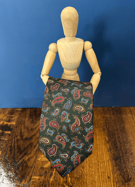 English Silk Tie | Green Paisley