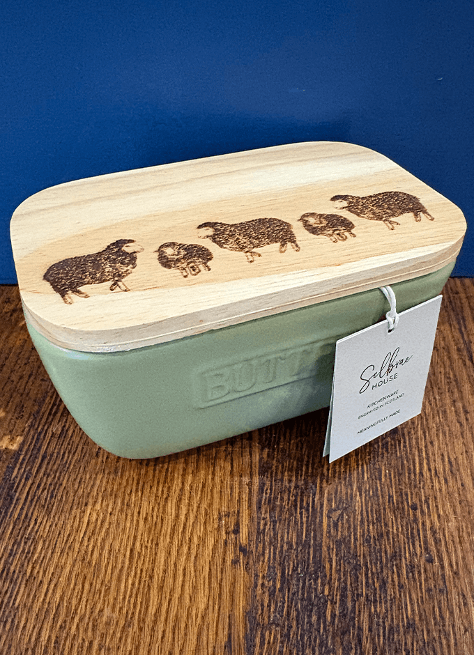 Selbrae | Green Butter Dish | Sheep