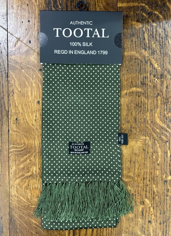 Silk Scarf |Parka Green small white Spot