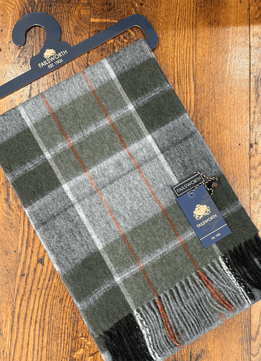 Lambswool Scarf | Autumn Check | Green/Grey/Rust