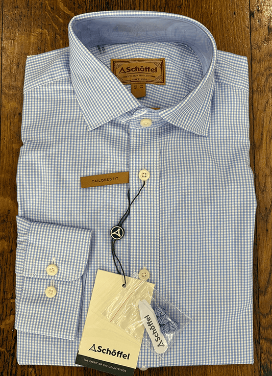 Greenwich Tailored Shirt/Light Blue Micro Check