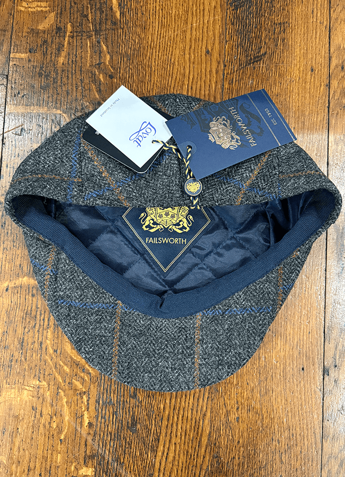 Waterproof Harris Tweed Cap | Grey Check