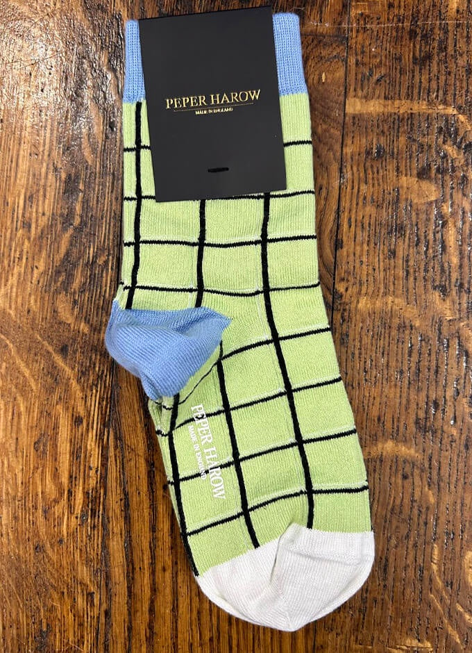 Peper Harrow | Grid Socks | Lime