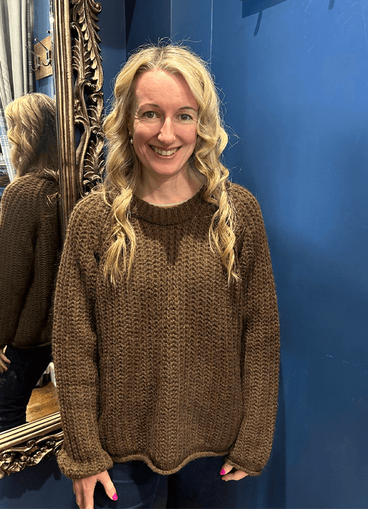 Ladies Hairy Raglan Pullover | Chocolate