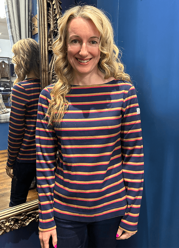 Harbour Boat Neck Breton Top | Navy Tan