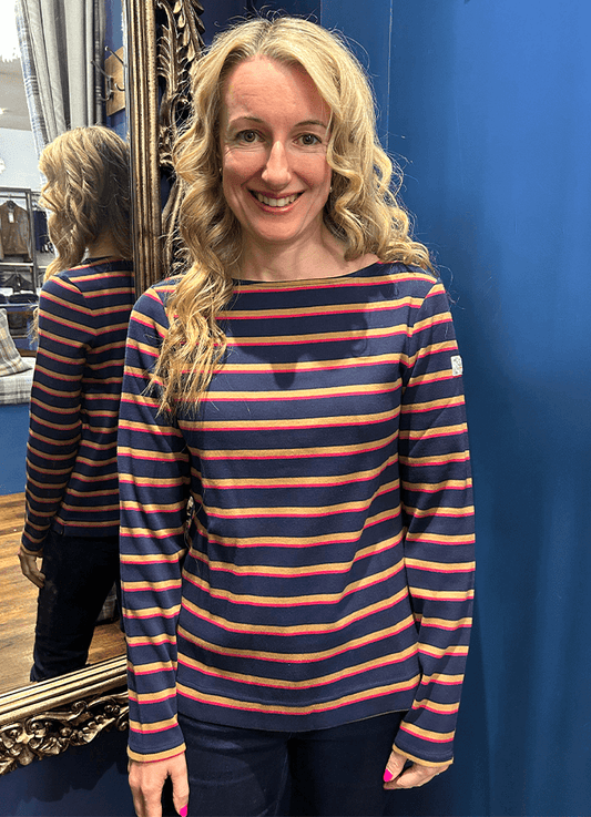Harbour Boat Neck Breton Top | Navy Tan