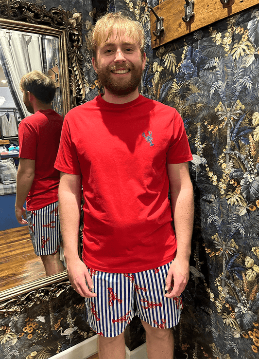 Harford Red Short Sleeve Top & Pyjama Set With Packable Travel Bag