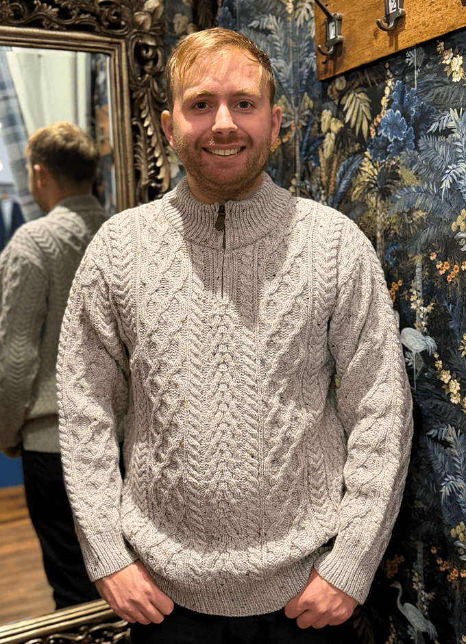Henihan Men's ¼ Zip Neck Sweater | Oatmeal