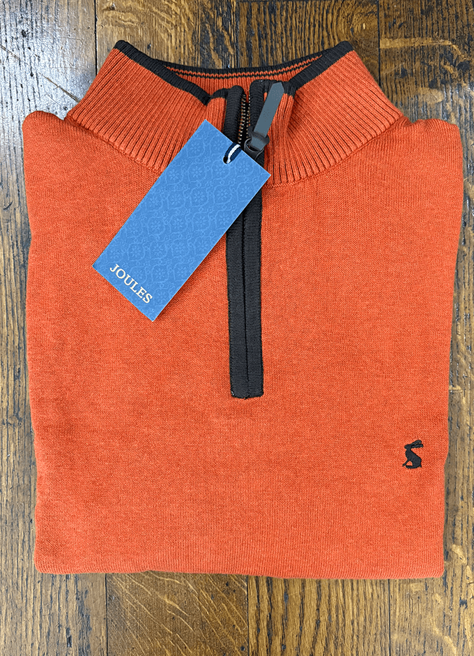 Hillside Quarter Zip Knitted Jumper | Orange