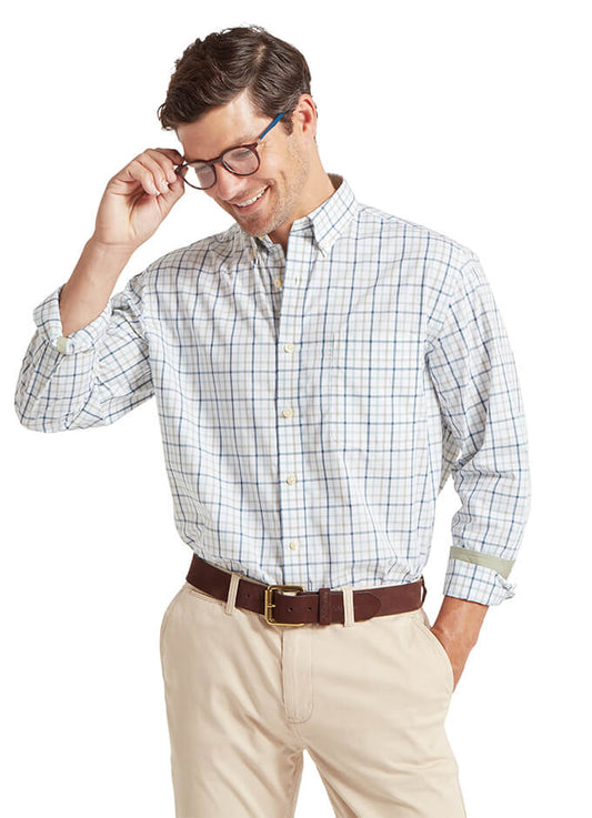 Holkham Classic Shirt | Ocean Blue/Agave Green