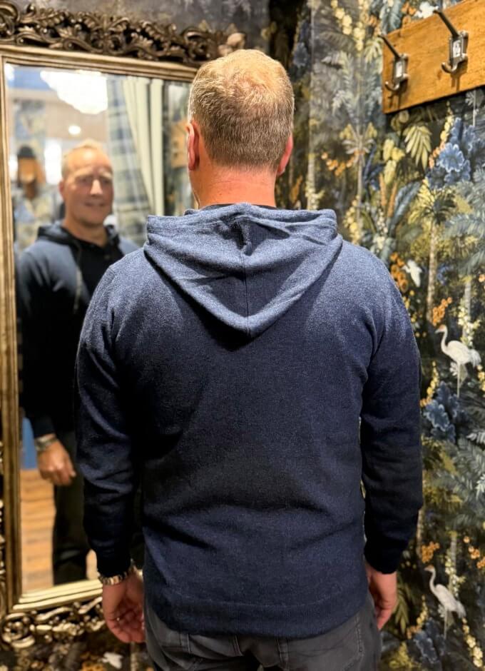 Connor Knitted Hoodie | Dark Indigo & Graphite