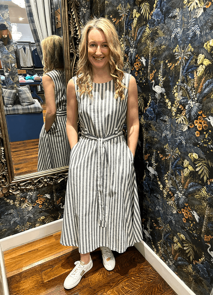 Inez Striped Midi Dress | Dark Navy Stripe