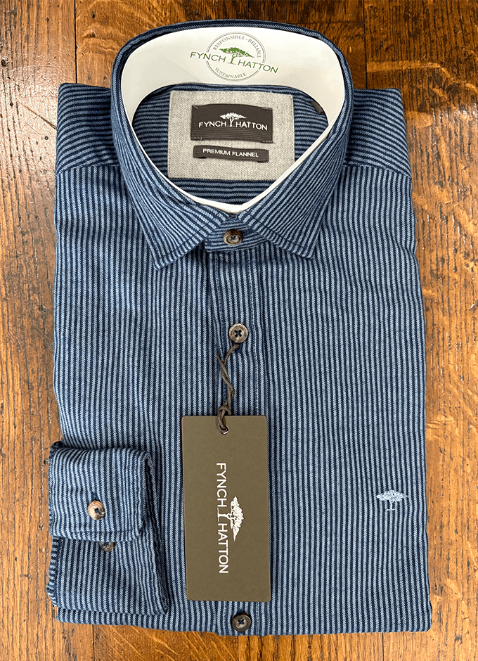 Flannel Stripe Shirt | Ink Blue