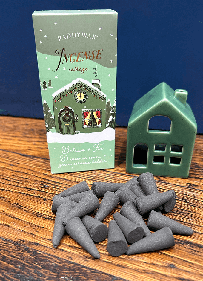 Ceramic Village Incense Holders | Green Cottage | Balsam & Fir
