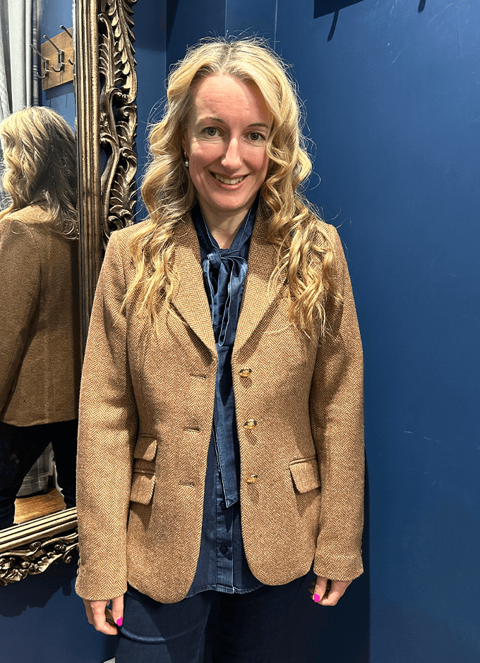 Canterly Herringbone Tweed Hacking Jacket | Brown