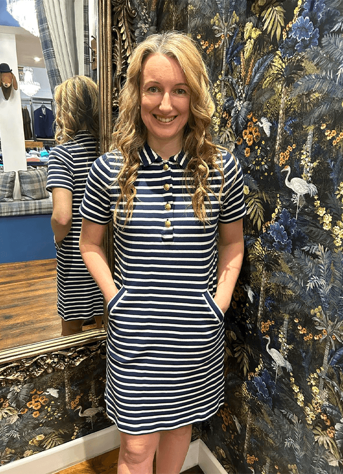 Jane Striped Dress | Navy