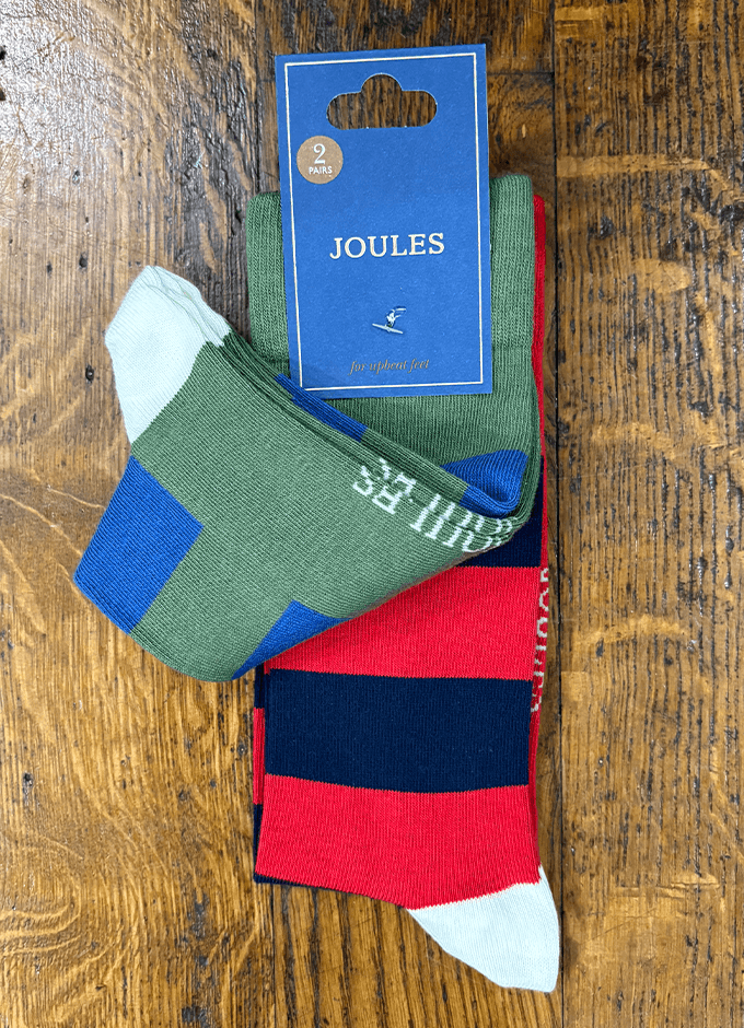Kingsbury 2 Pack Socks | Khaki/Red