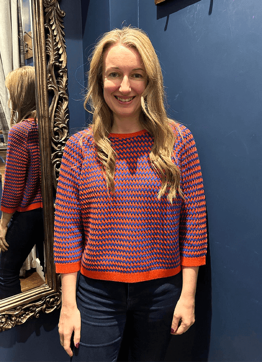 Structure Stripe Raglan Pullover | Royal Print