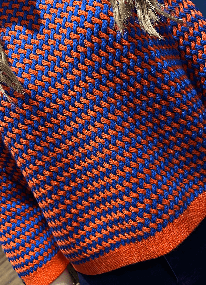 Structure Stripe Raglan Pullover | Royal Print