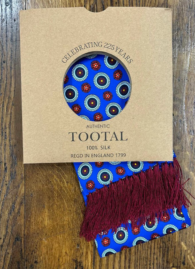 Tootal Silk Scarf | Blue Lancs Rose Design