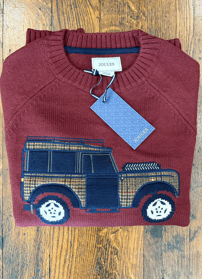 Offroad Burgundy Red Intarsia Crew Neck Jumper