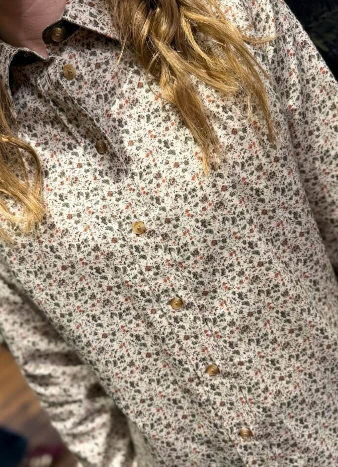 Cream Lavender Women's Cotton Shirt | Cream