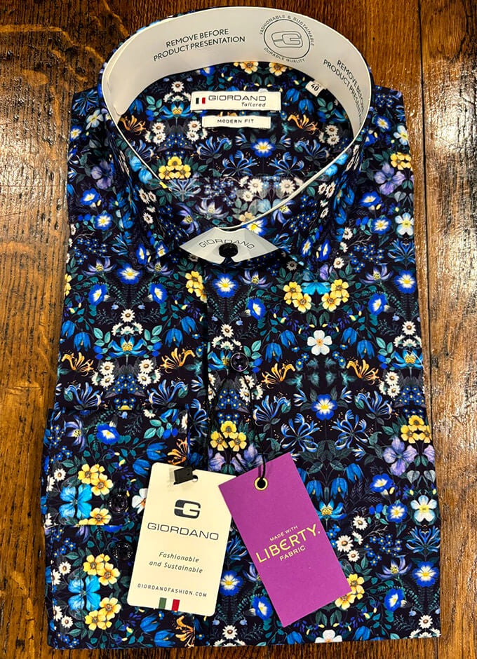 Giordano Shirt | Blue Flowers | Made with Liberty Fabric