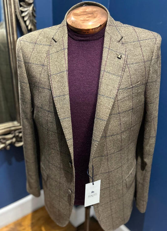 Liffey Tweed Blazer | Brown Windowpane Check