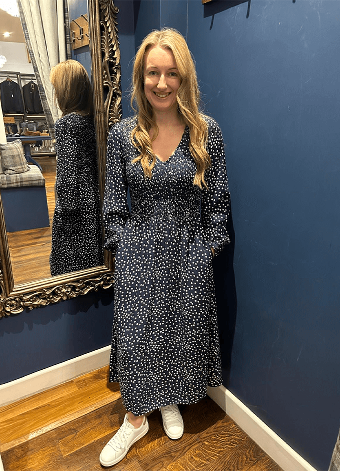 Liliana Dress | Navy Spots