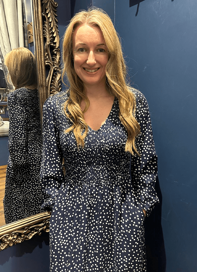 Liliana Dress | Navy Spots
