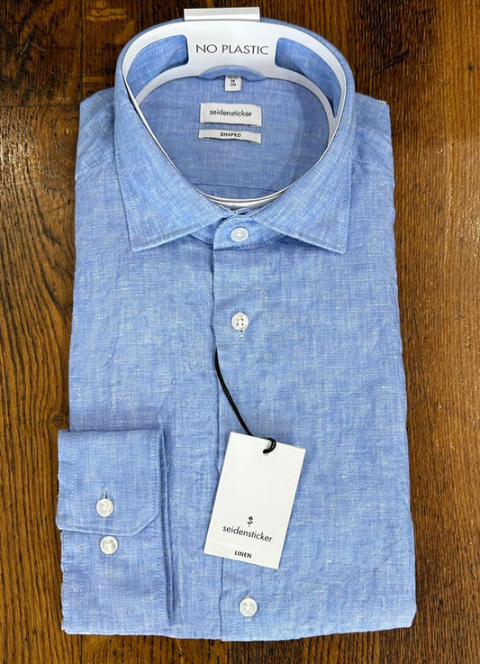 Pure Linen Shirt | Long Sleeve | Mid Blue