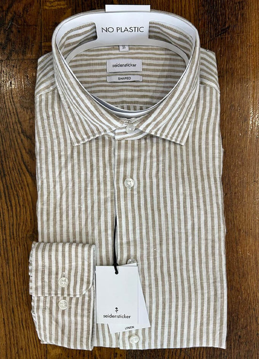 Pure Linen Shirt | Long Sleeve | Sand Stripe