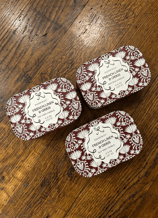 4.5oz/127g Printed Tin Candle | French Linen & Orris